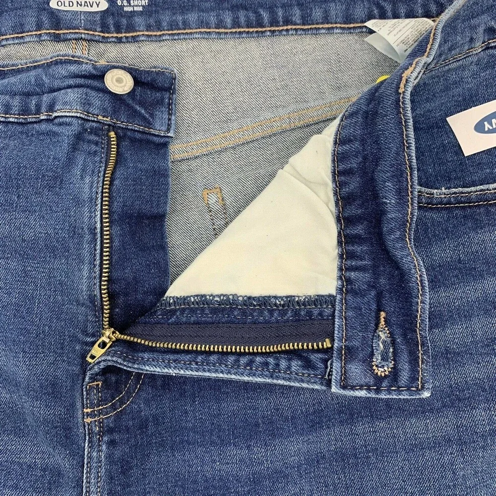 Old Navy O G Shorts Plus Size 28 Womens High Rise Medium Wash Zip Fly‎ Stretch